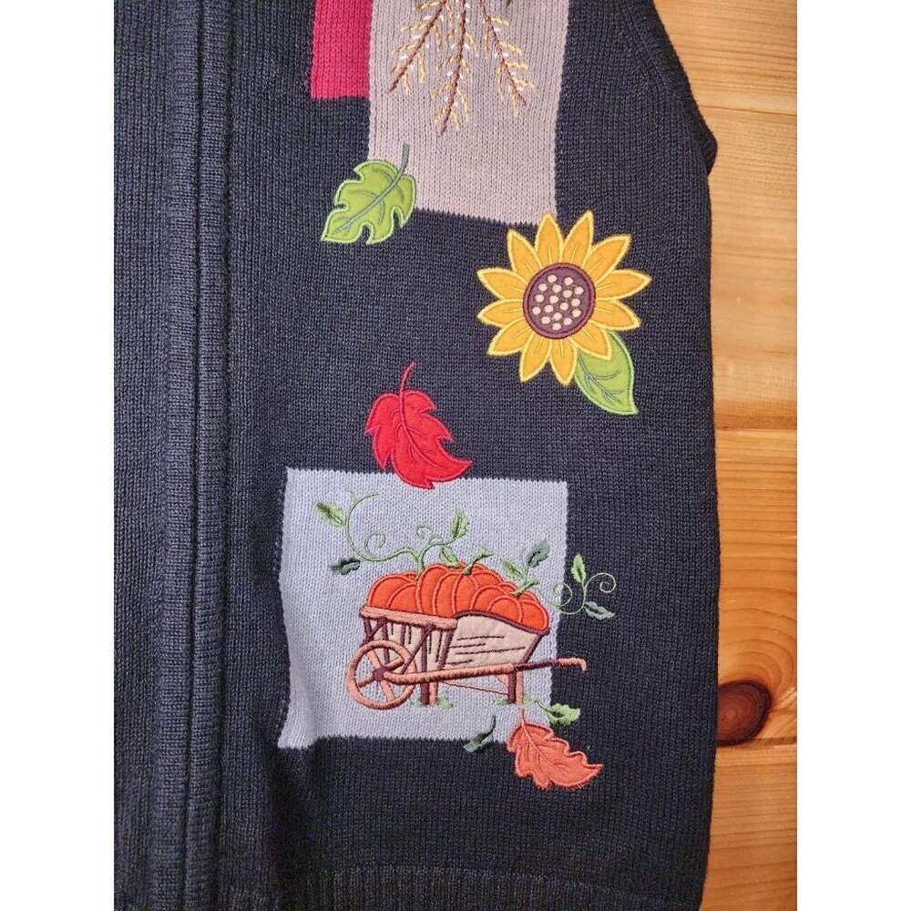 Southern Lady Fall Themed Chicken,Sunflower,Pumpkin Black Vest Women Size Large - Picture 5 of 12